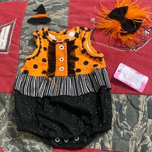 Rick rack and ruffles one piece set with two hair clips